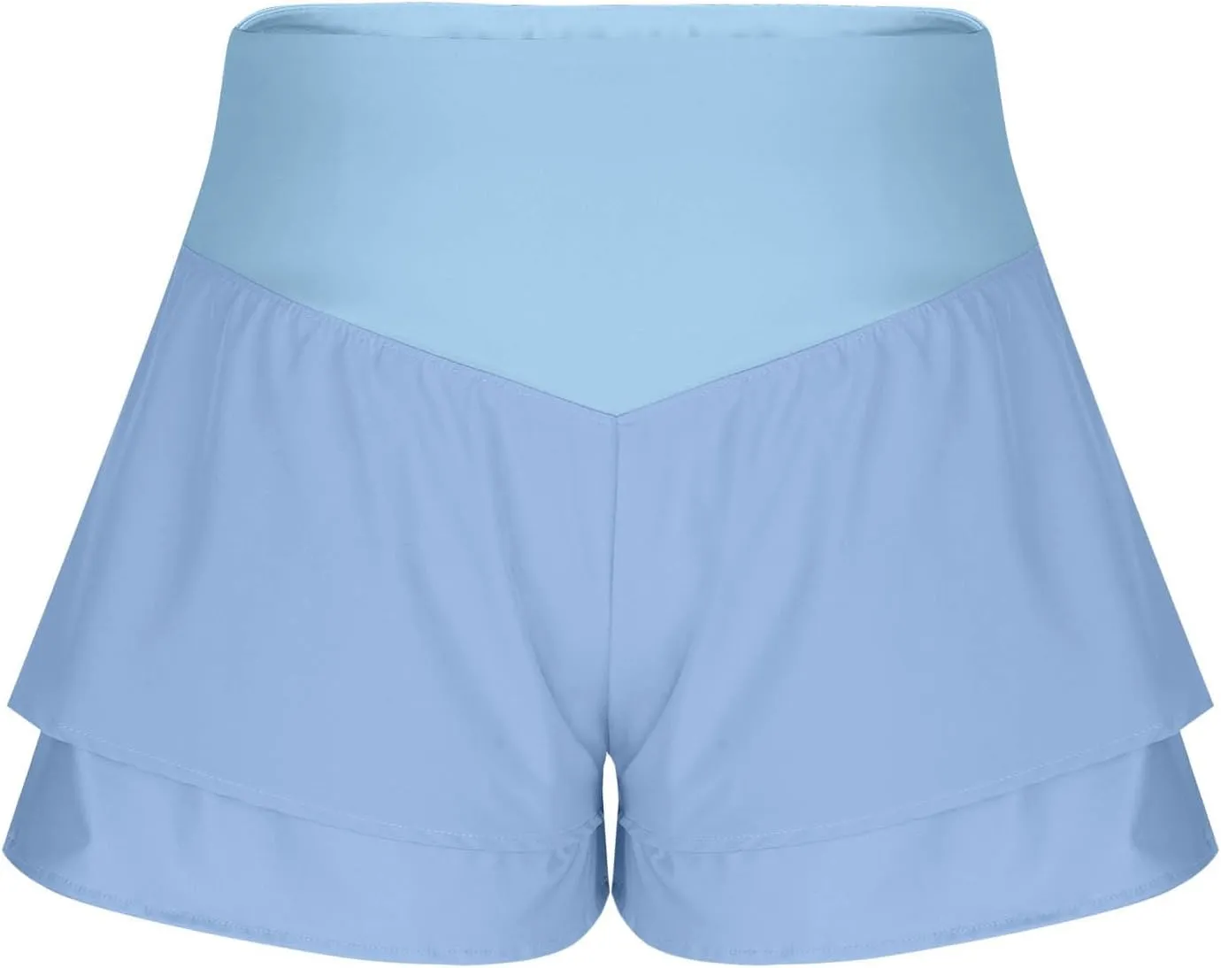 2 in 1 Running Shorts for Women Flowy High Waisted Athletic Shorts Double Layered Ruffle Workout Tennis Skirt Skorts