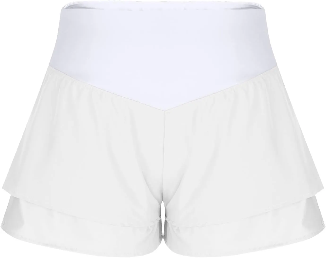 2 in 1 Running Shorts for Women Flowy High Waisted Athletic Shorts Double Layered Ruffle Workout Tennis Skirt Skorts