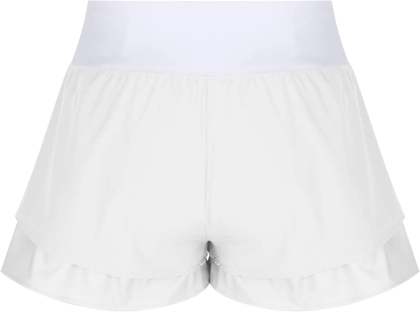 2 in 1 Running Shorts for Women Flowy High Waisted Athletic Shorts Double Layered Ruffle Workout Tennis Skirt Skorts