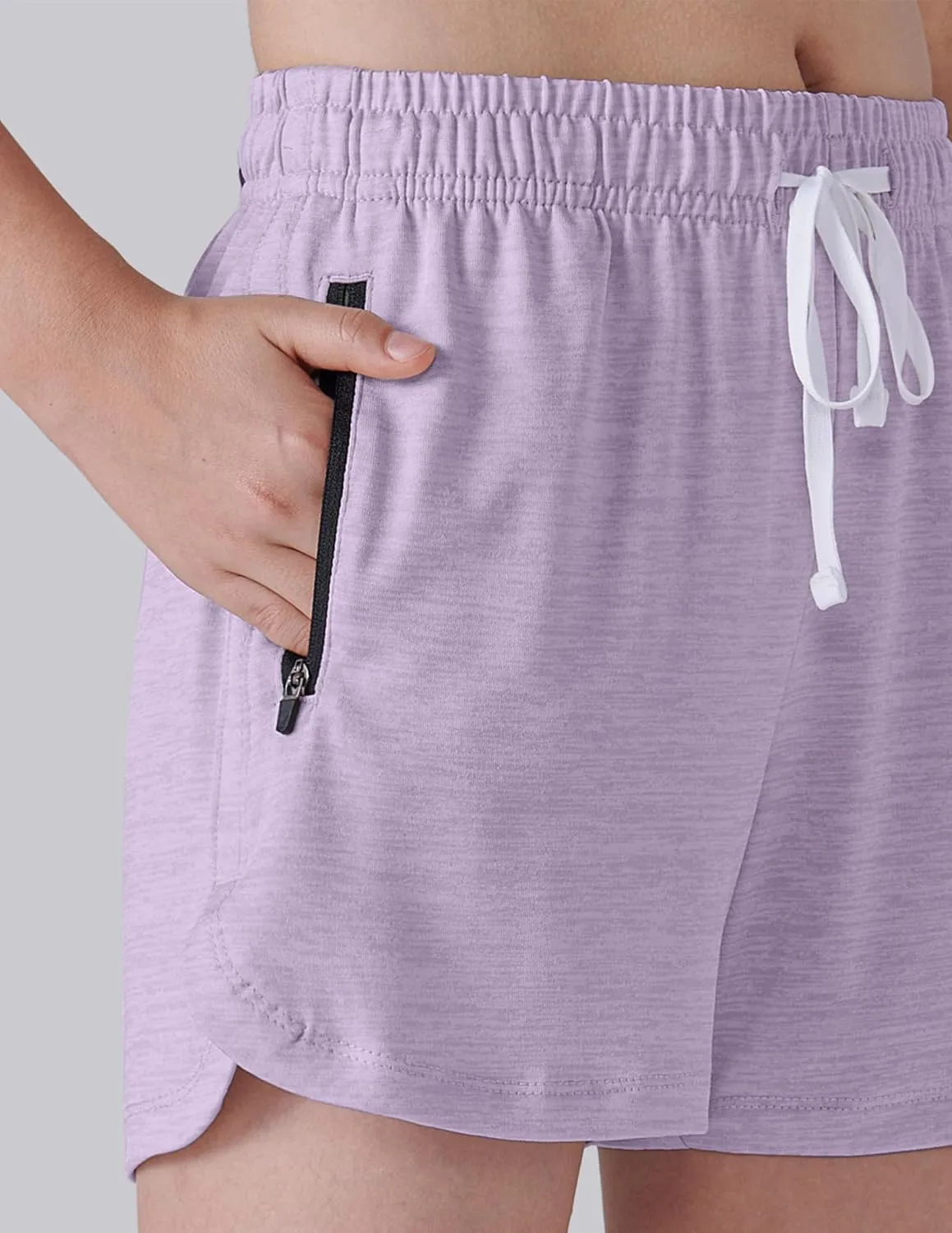 4 Pack Youth Girls Athletic Shorts 3", Girls Soccer Shorts, Kids Workout Gym Clothes Activewear Apparel with Zipper Pockets