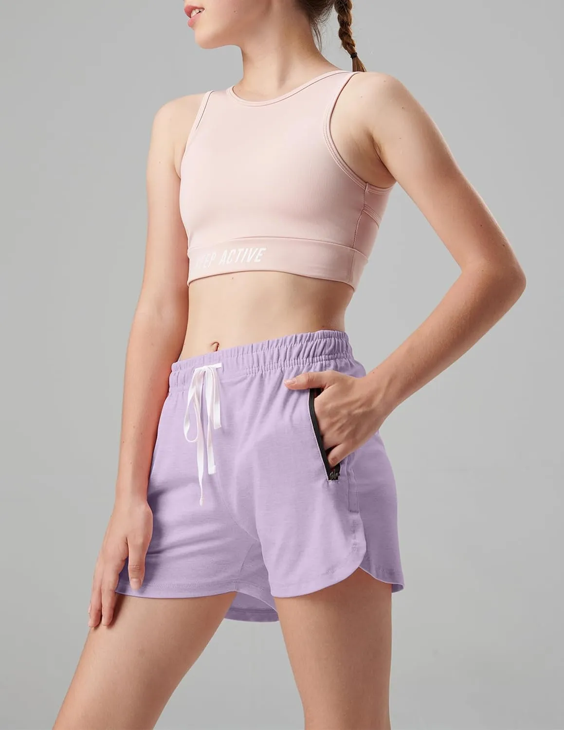 4 Pack Youth Girls Athletic Shorts 3", Girls Soccer Shorts, Kids Workout Gym Clothes Activewear Apparel with Zipper Pockets