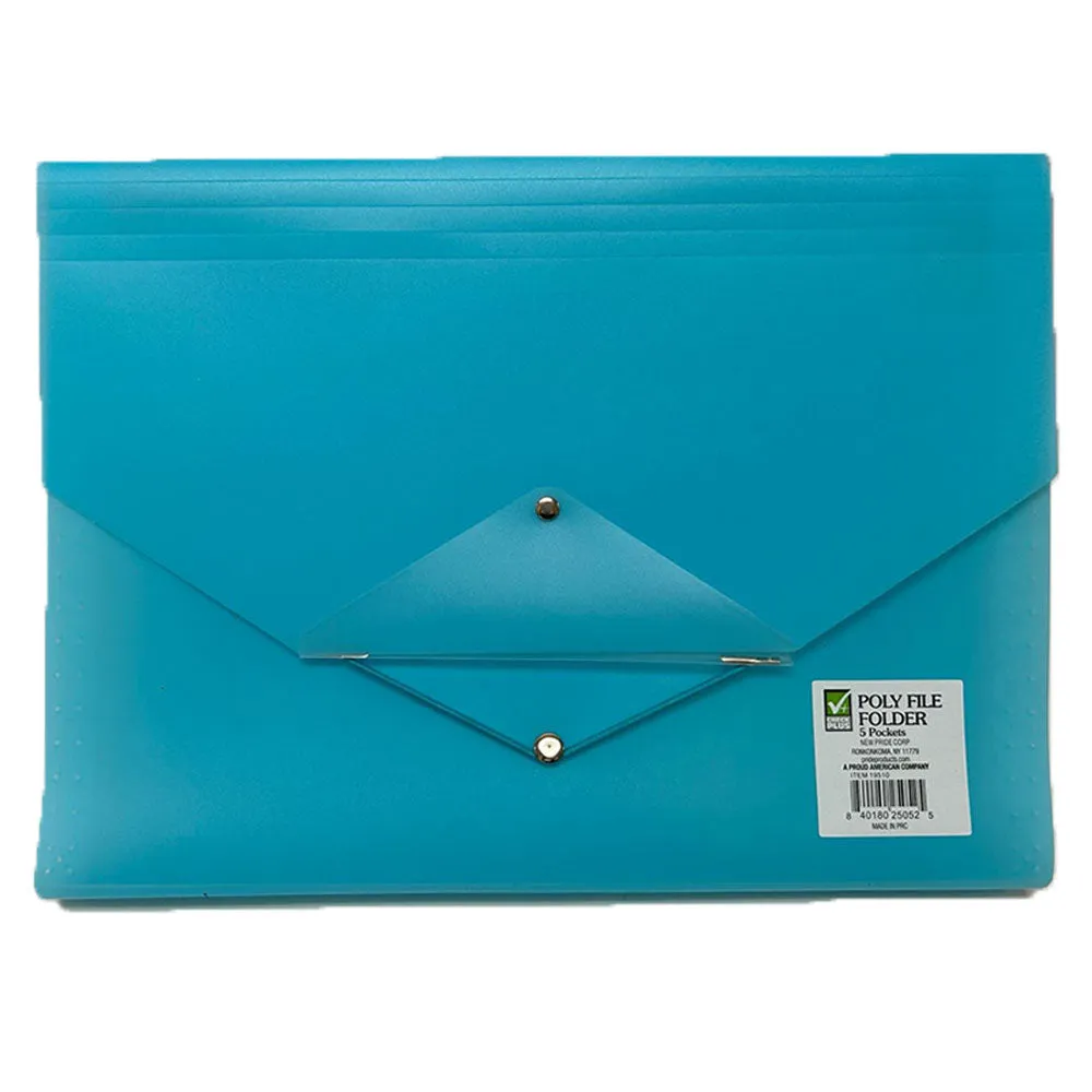 6 Pc Expanding Organizer File Folder 5 Pocket Letter Paper School Office 9.5X13"