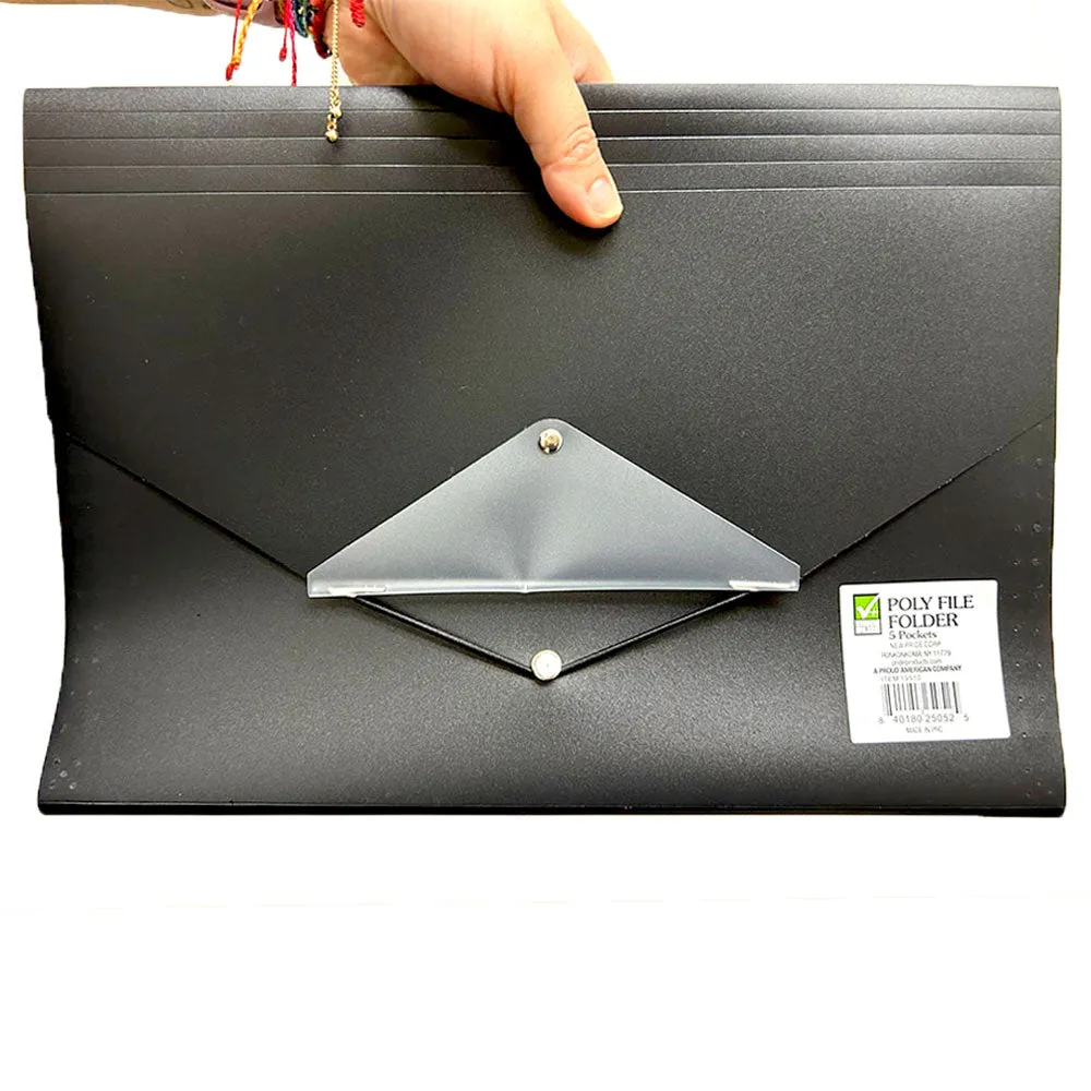 6 Pc Expanding Organizer File Folder 5 Pocket Letter Paper School Office 9.5X13"