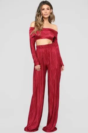 A Compleat Fit Pant Set - Burgundy