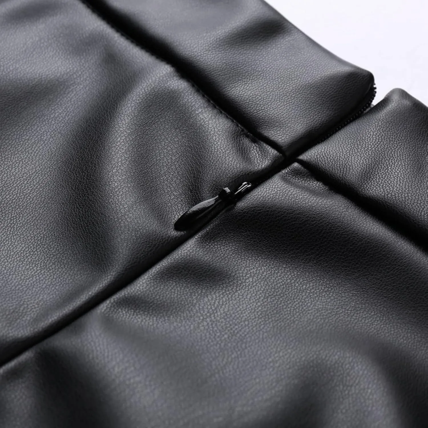 A Long Line Solid Faux Skirt Leather Waist Womens Color High Skirts Skirt Jean Patched Skirt