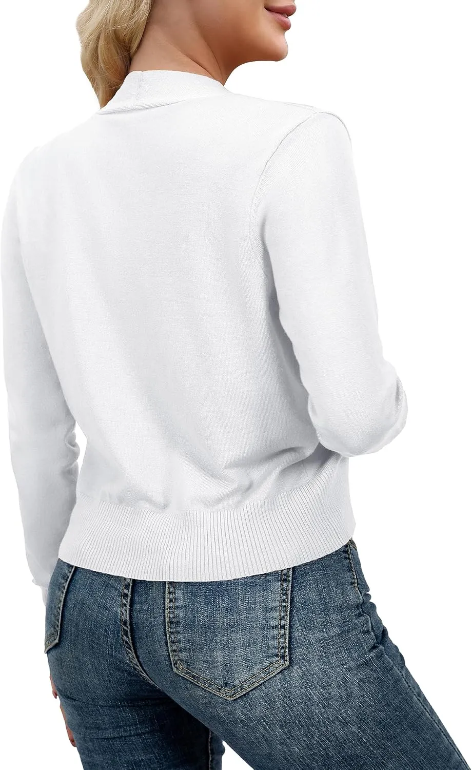 AAMILIFE Women Long Sleeve Cropped Knit Sweater Cardigans Open Front Bolero Shrug