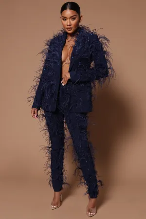 Adalynn Feathered Pant - Navy