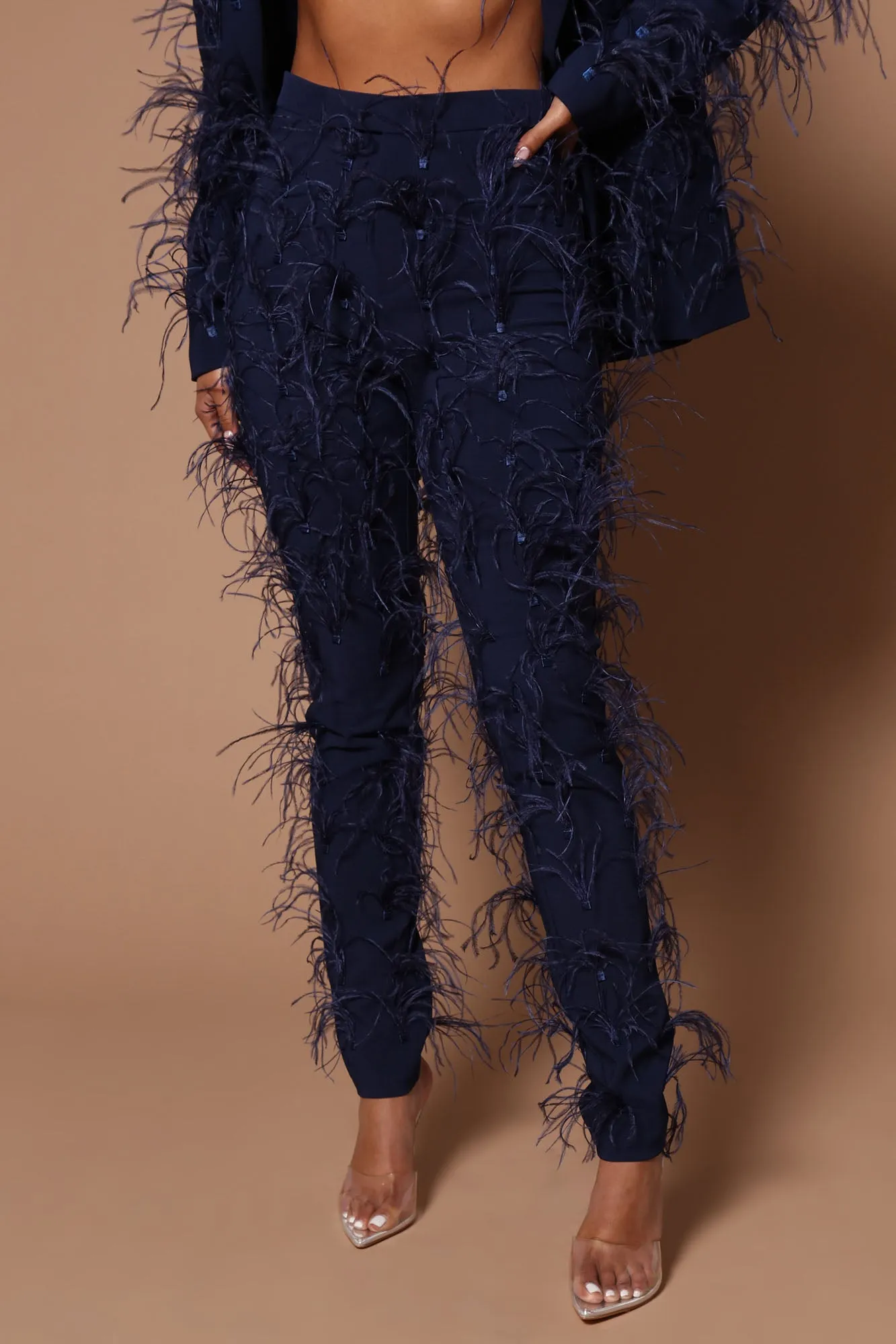 Adalynn Feathered Pant - Navy