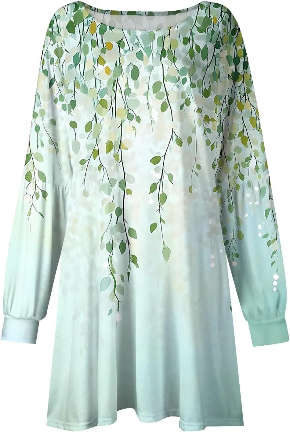 ADHOWBEW Dresses for Women 2025 Round Neck Sexy Plus Size Casual Trendy Long Sleeve Work Dress Long Sleeve
