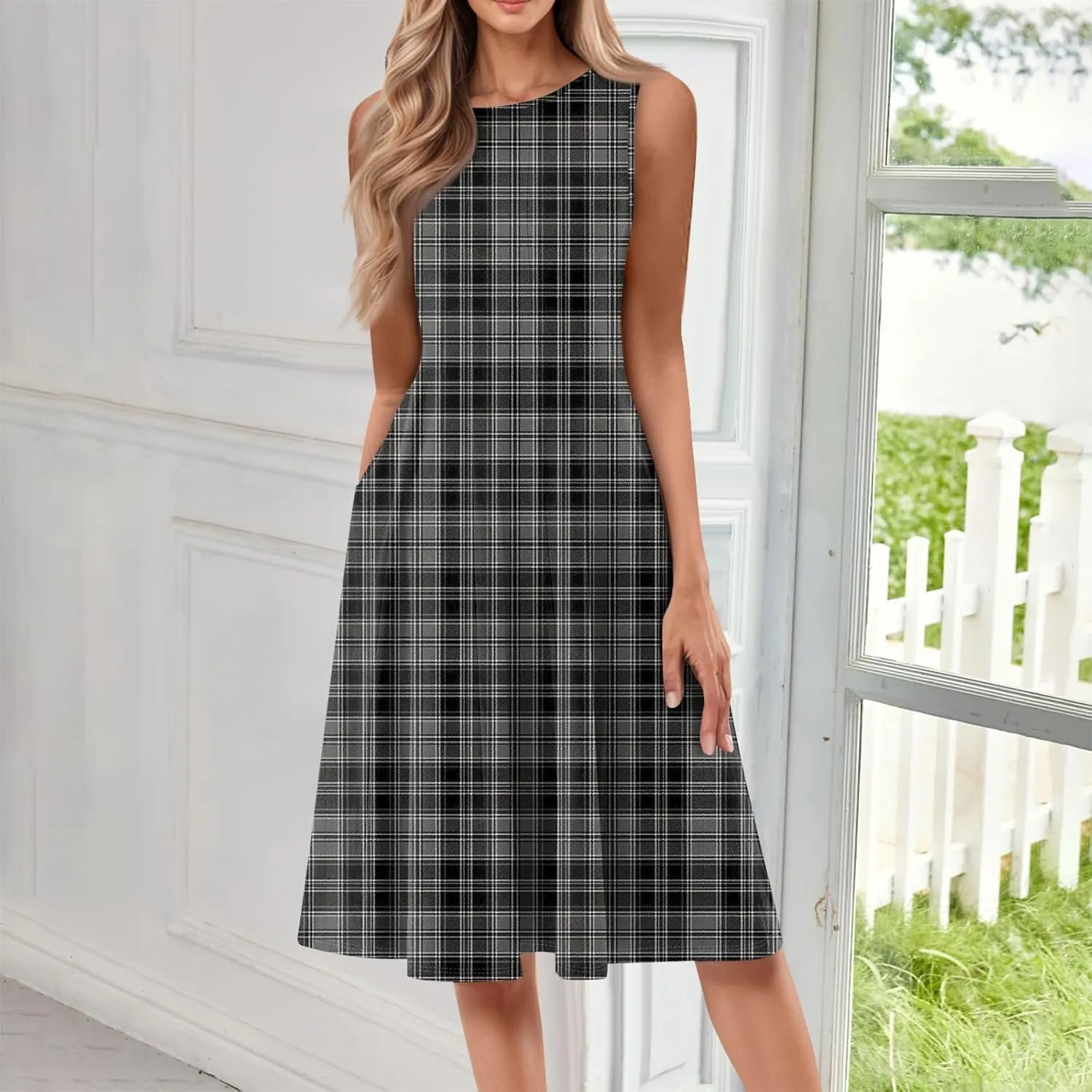 ADHOWBEW Easter Dresses for Women 2025 Casual Flowy Sexy Plus Size Sleeveless Vacation Tropical Dresses