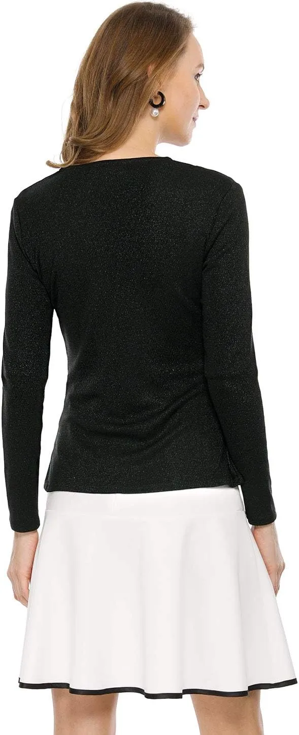 Allegra K Women's Dressy Cardigan Sweaters Tie Front Draped Ruffle Knit Cardigans