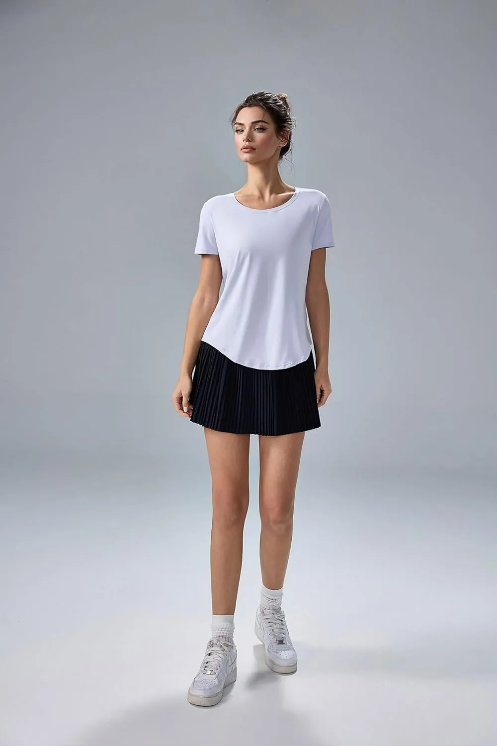 altiland Curved-Hem Workout T Shirt for Woman, Ultra-Soft Quick Dry Athletic Tee Yoga Running Short Sleeve Tops Relaxed-Fit
