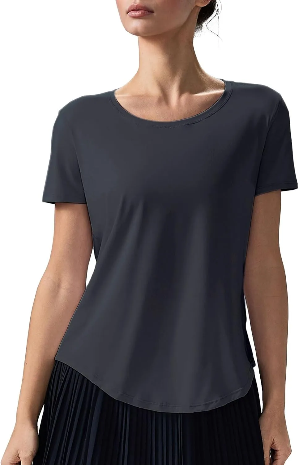 altiland Curved-Hem Workout T Shirt for Woman, Ultra-Soft Quick Dry Athletic Tee Yoga Running Short Sleeve Tops Relaxed-Fit