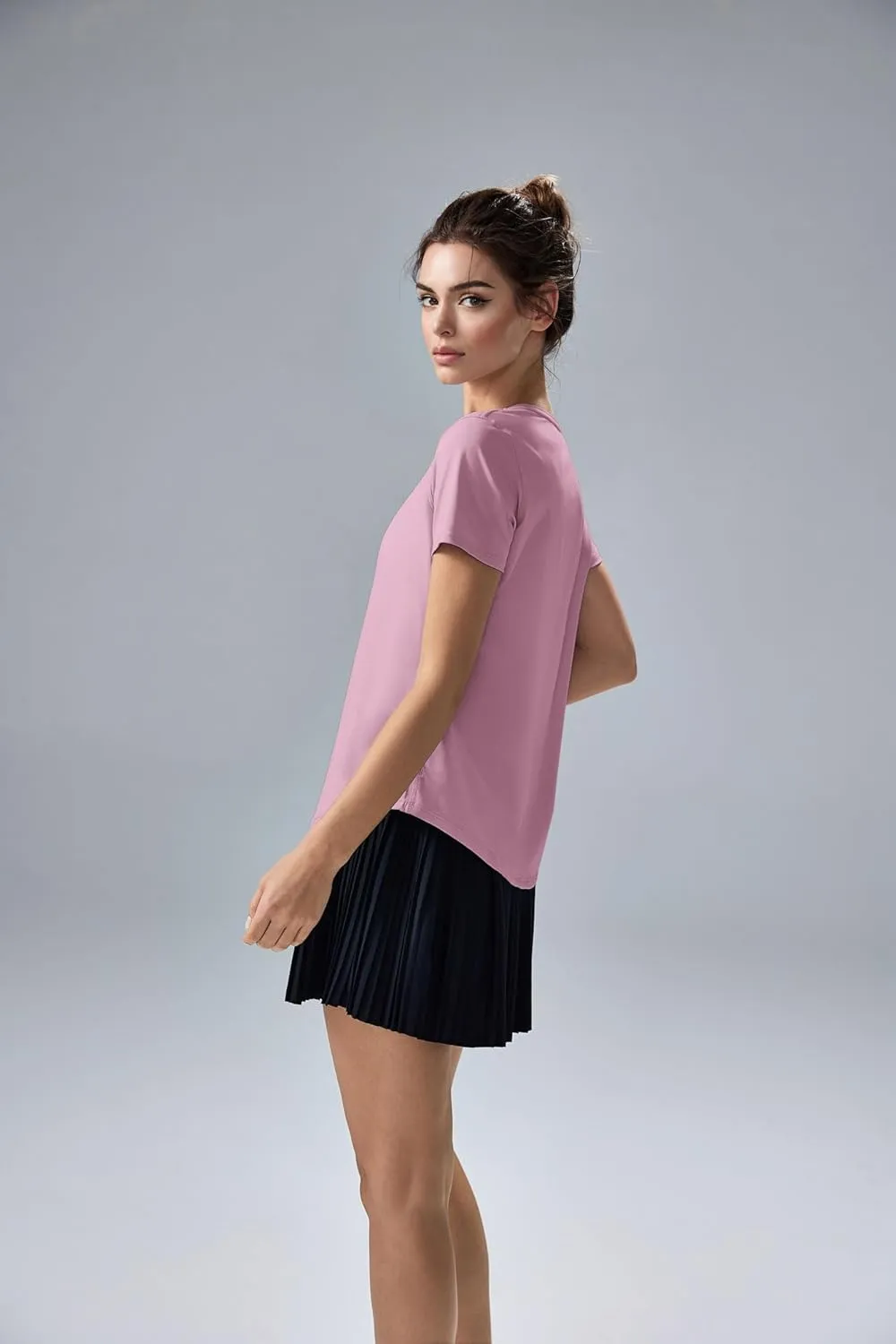 altiland Curved-Hem Workout T Shirt for Woman, Ultra-Soft Quick Dry Athletic Tee Yoga Running Short Sleeve Tops Relaxed-Fit