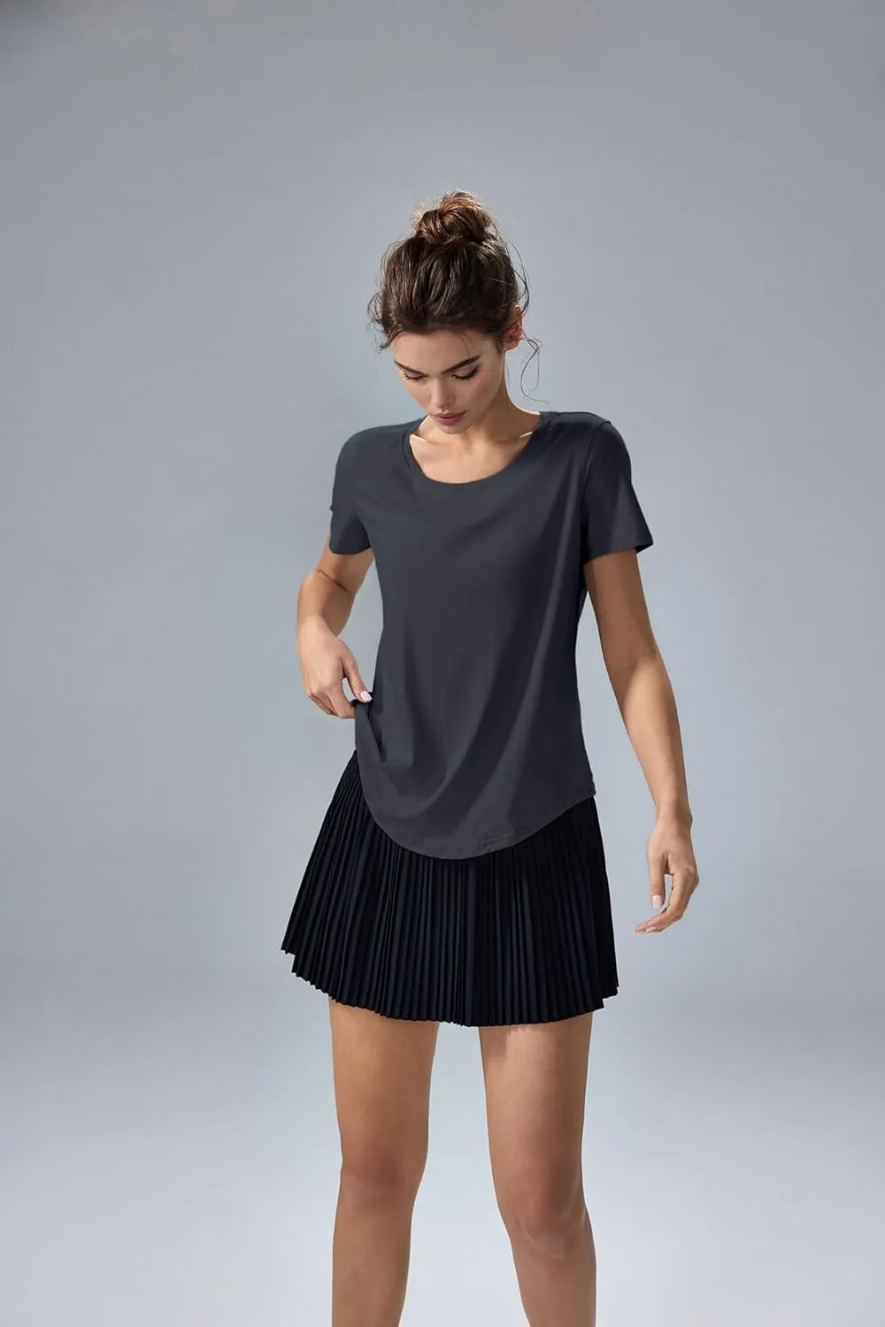 altiland Curved-Hem Workout T Shirt for Woman, Ultra-Soft Quick Dry Athletic Tee Yoga Running Short Sleeve Tops Relaxed-Fit