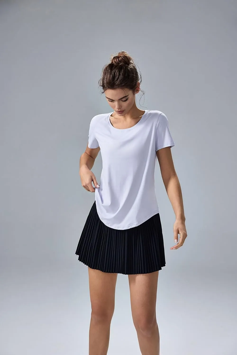 altiland Curved-Hem Workout T Shirt for Woman, Ultra-Soft Quick Dry Athletic Tee Yoga Running Short Sleeve Tops Relaxed-Fit