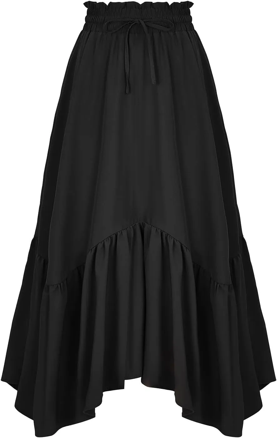 American Trends Maxi Skirts for Women Renaissance Skirt Medieval Womens Long Skirts Flowy Bohemian Pirate Skirts with Pockets