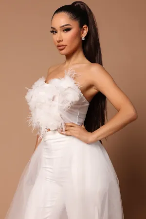 Anjelica Feathered Top - White