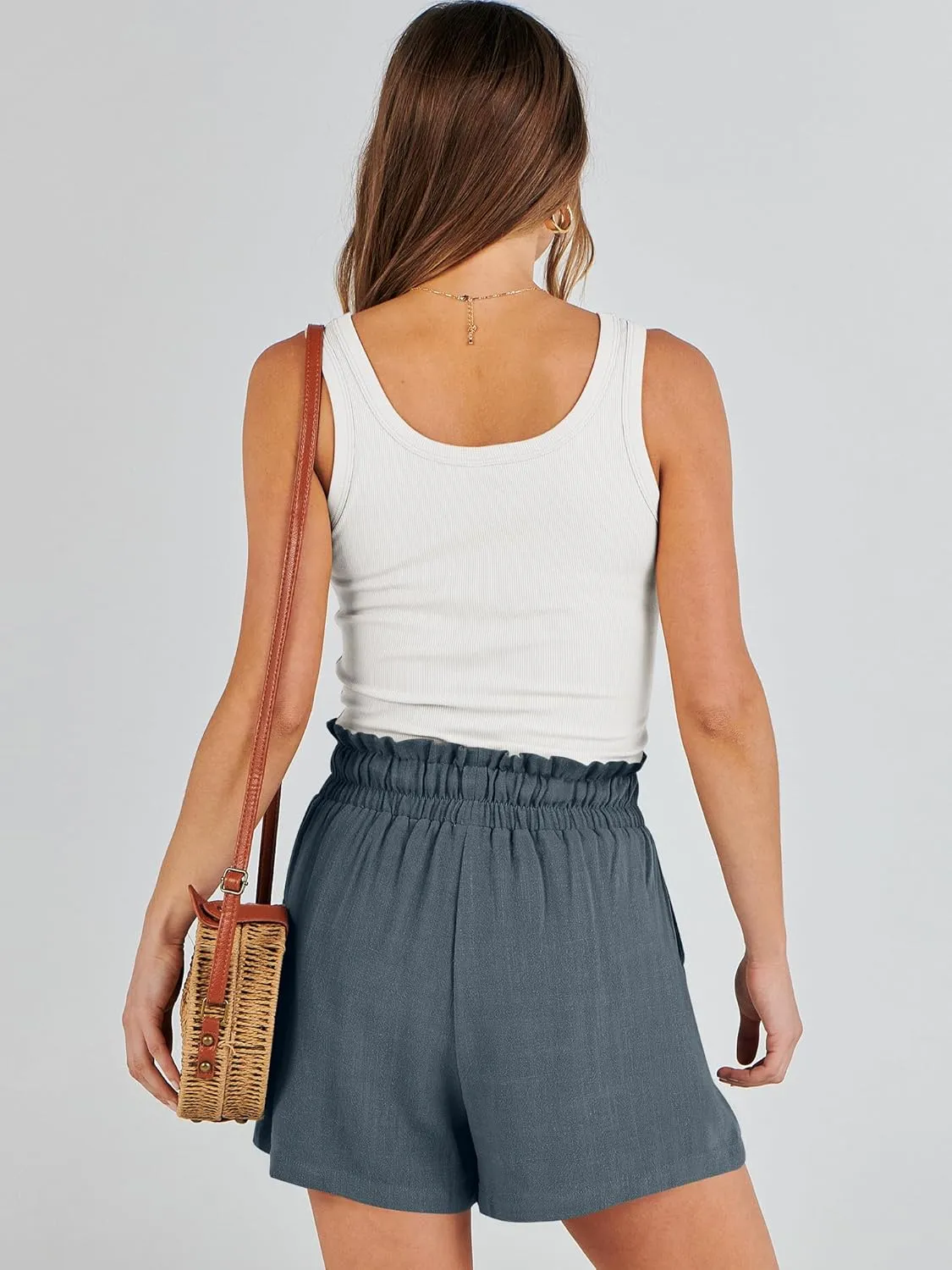 ANRABESS Linen Shorts for Women Summer Casual Wide Leg Loose High Waist Drawstring Dressy Beach Shorts 2025 Comfy Clothes