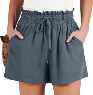 ANRABESS Linen Shorts for Women Summer Casual Wide Leg Loose High Waist Drawstring Dressy Beach Shorts 2025 Comfy Clothes