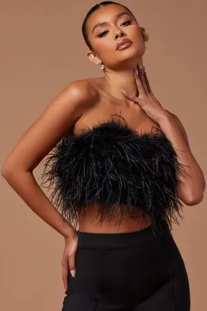 Anya Feathered Top - Black