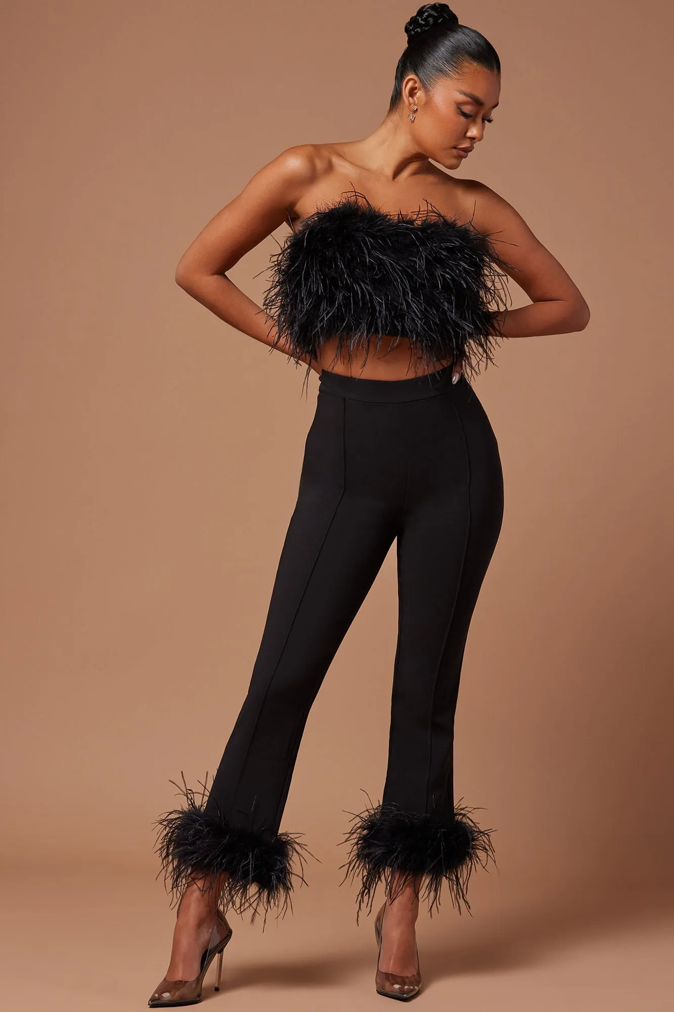 Anya Feathered Top - Black