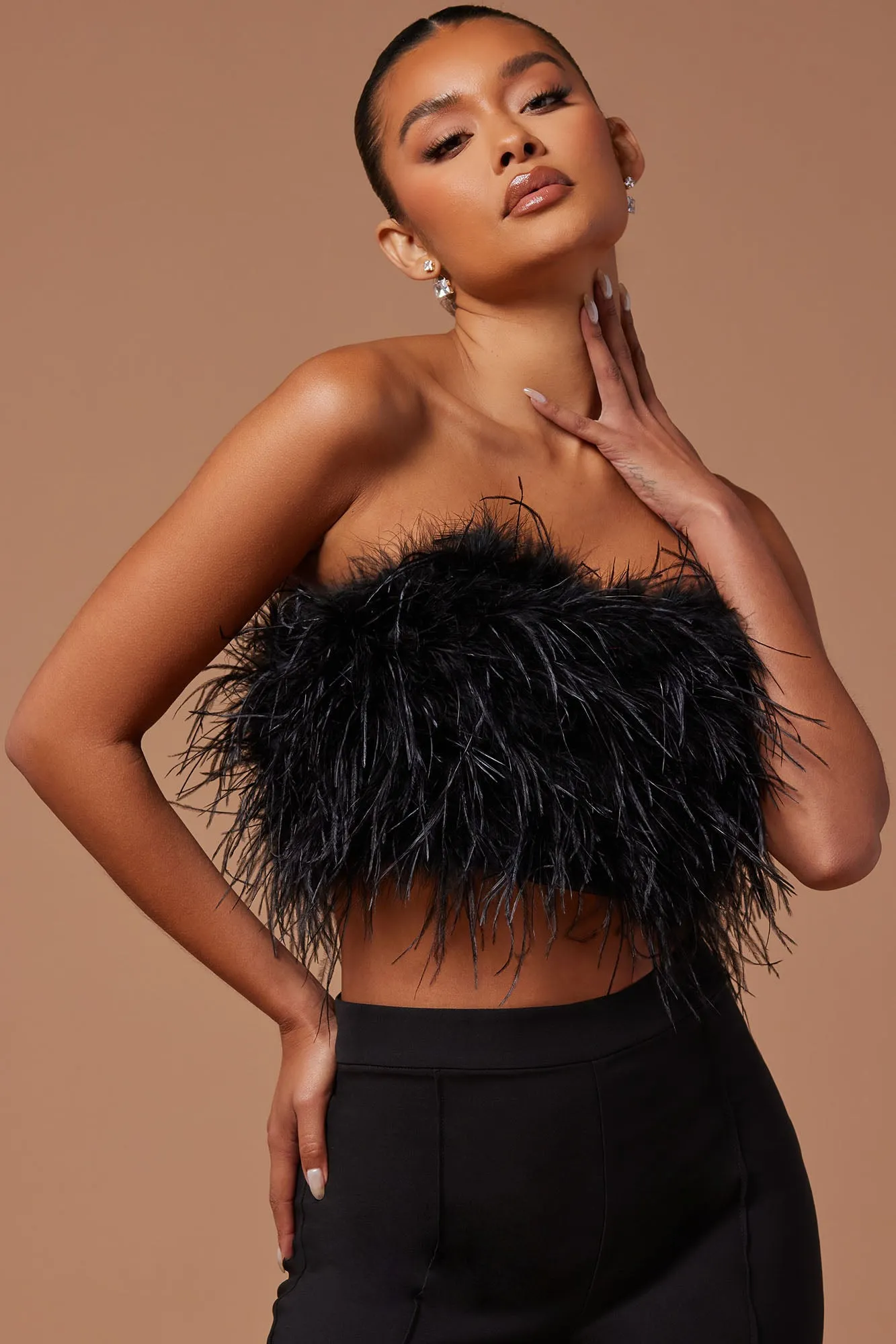 Anya Feathered Top - Black
