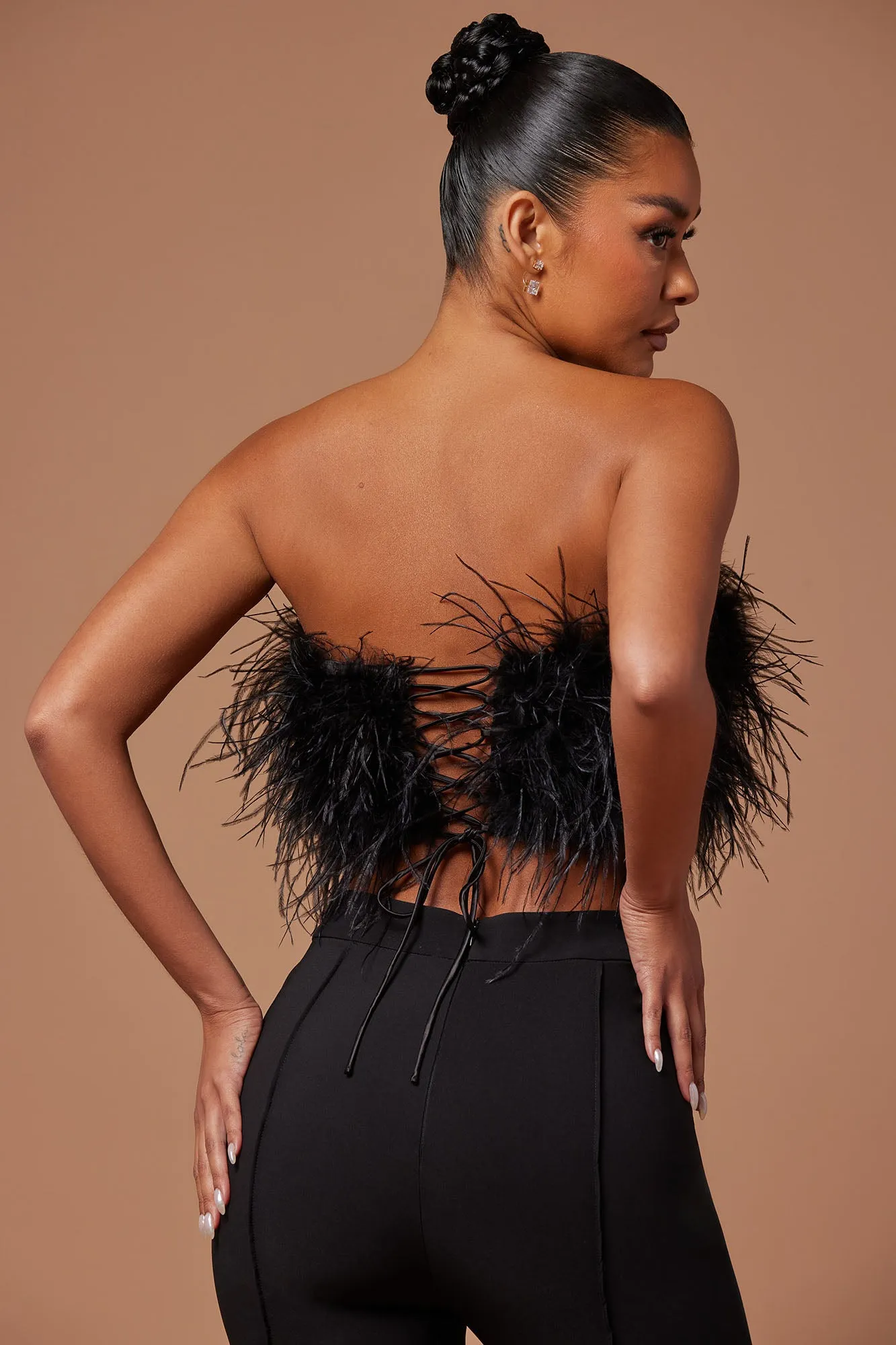 Anya Feathered Top - Black