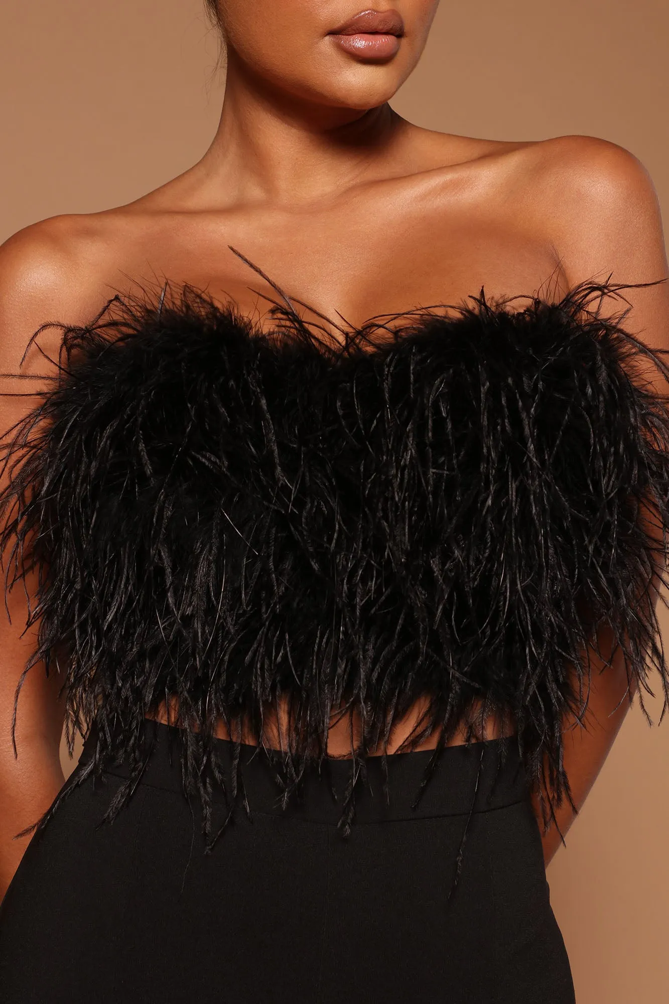 Asalia Feathered Top - Black