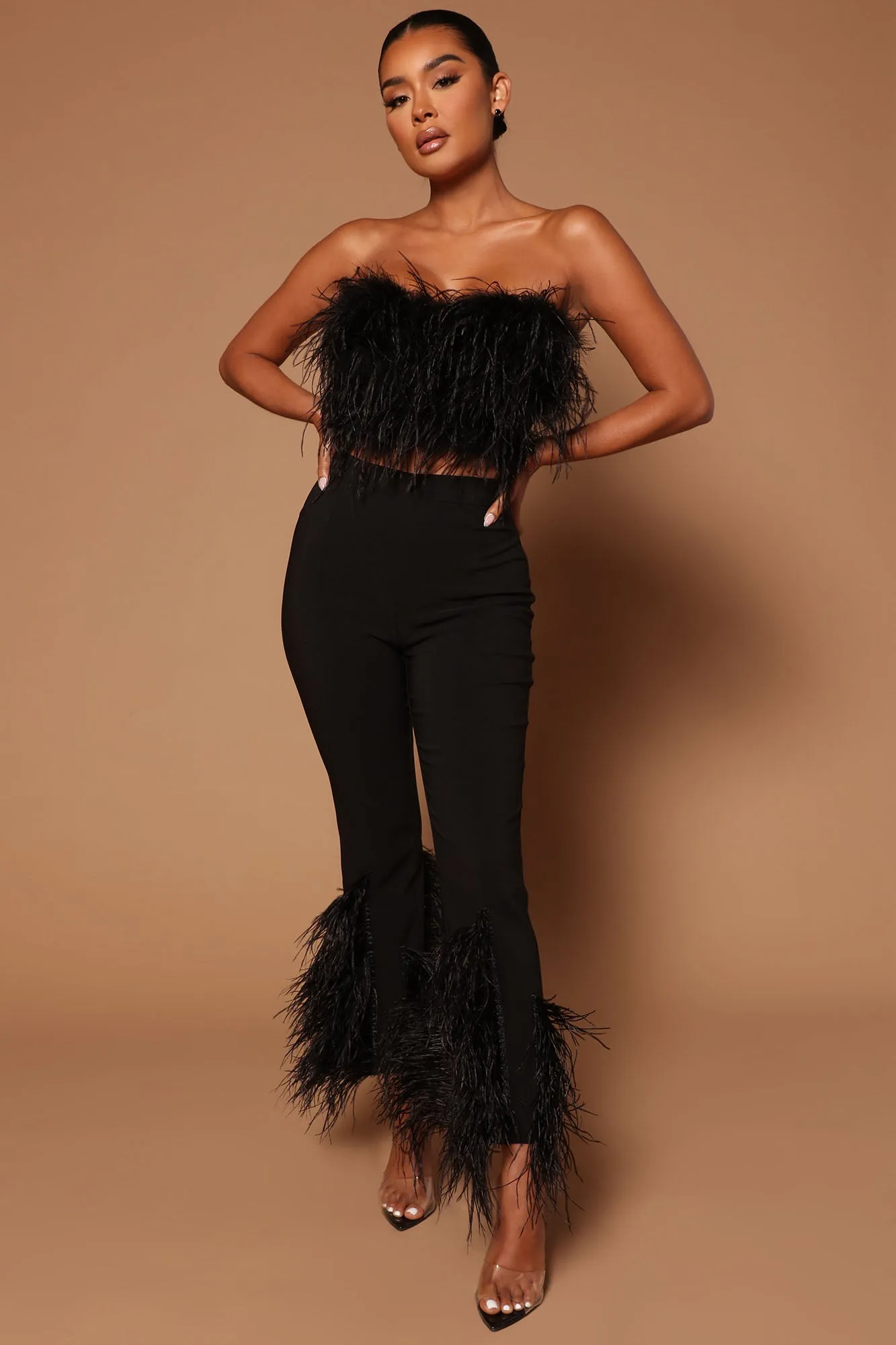 Asalia Feathered Top - Black