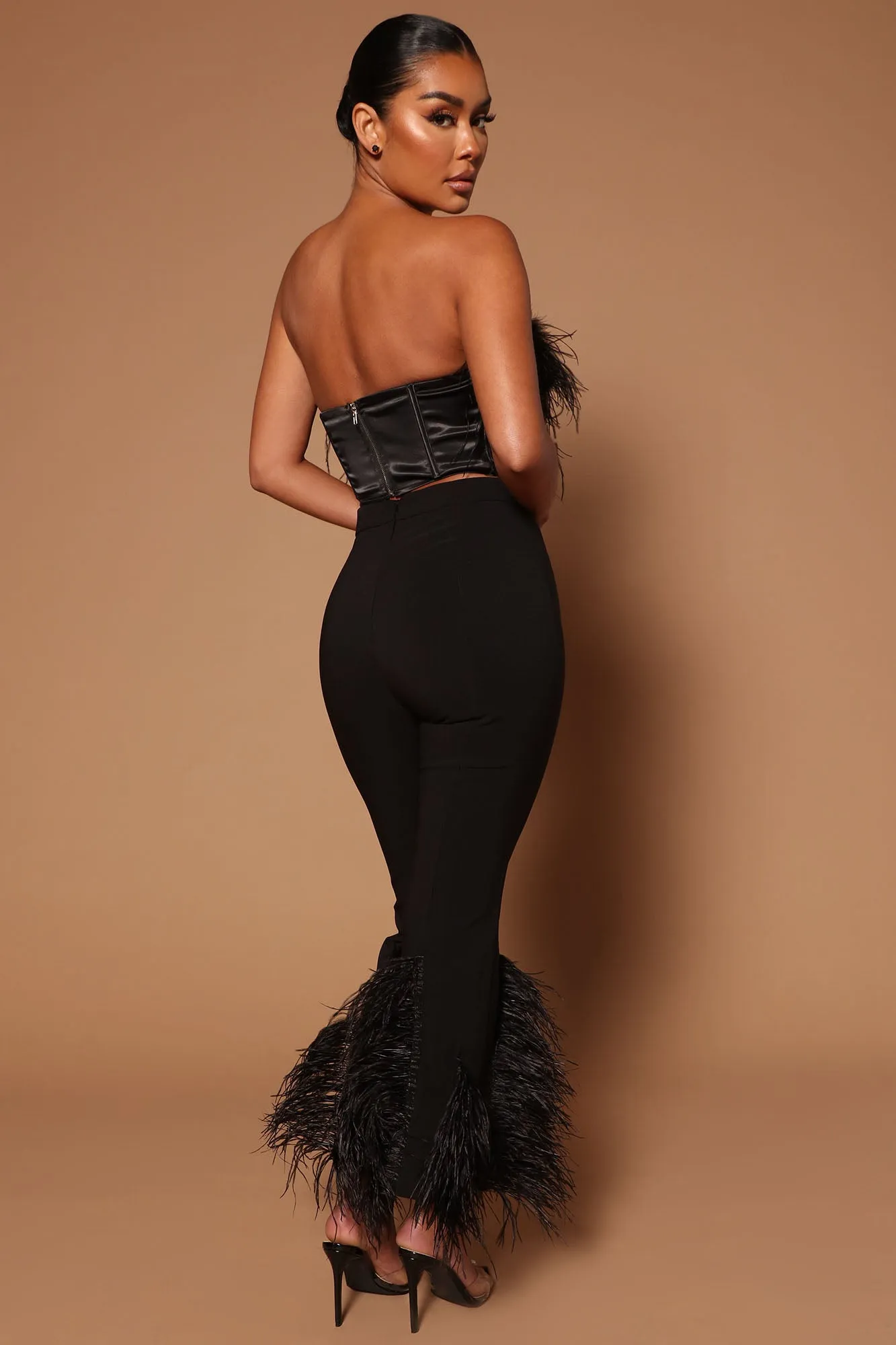 Asalia Feathered Top - Black