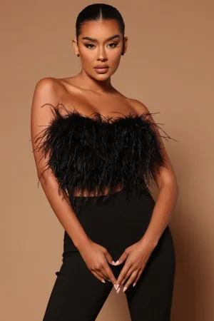 Asalia Feathered Top - Black