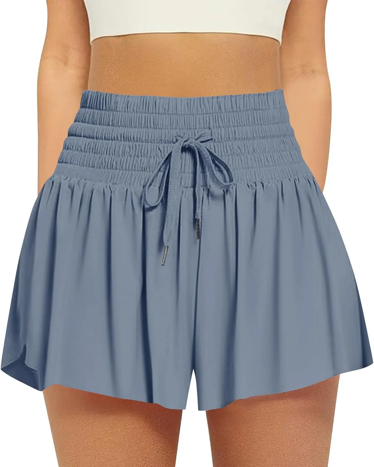 Athletic Shorts for Women 2 in 1 Running Shorts with Pockets High Waisted Flowy Butterfly Short Pants Tennis Skort