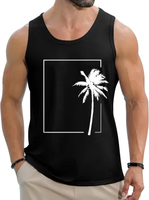 Babioboa Men's Hawaiian Tank Tops Tropical Funky Floral Beach Tops Sleeveless Basic T-Shirt Breathable Aloha Tee Summer