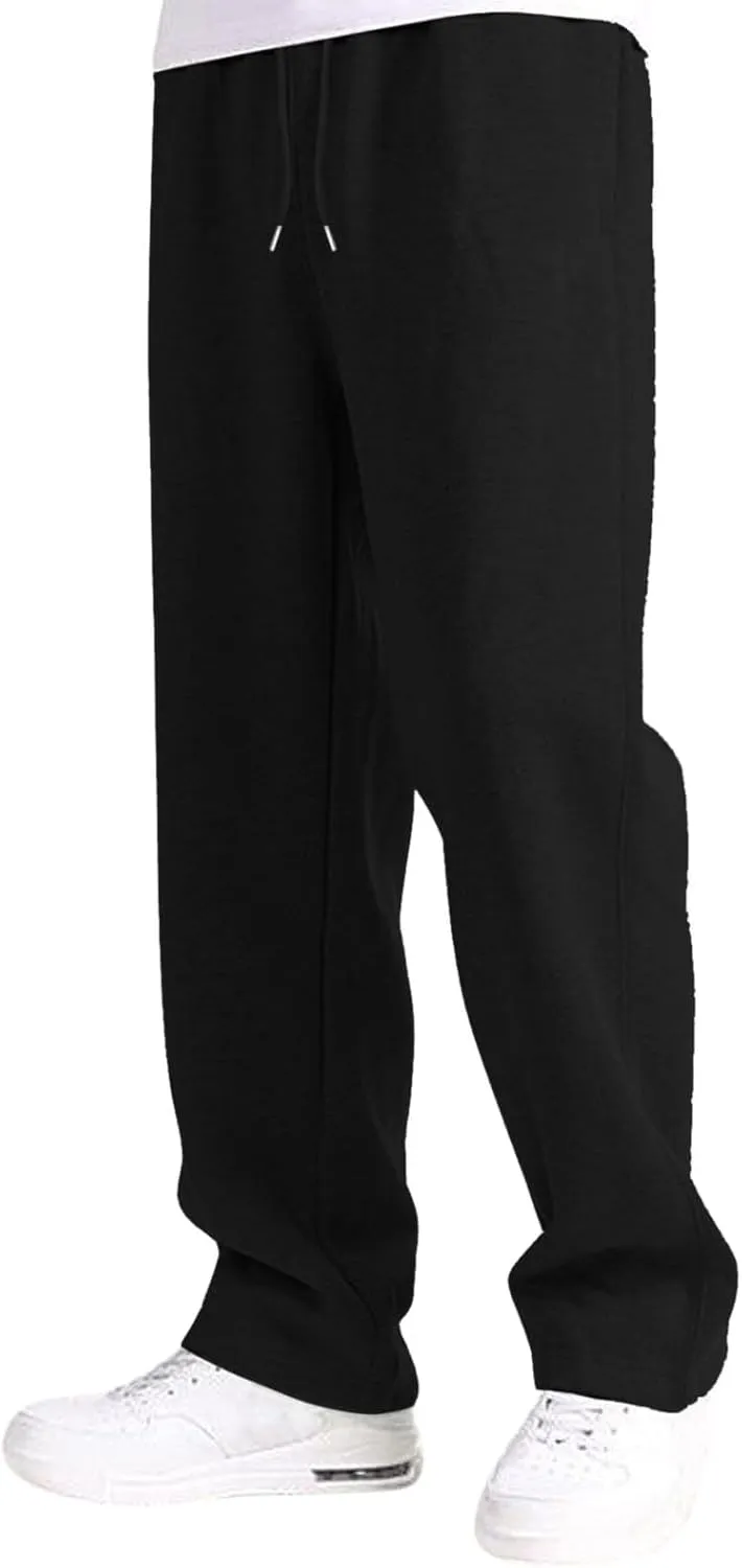 Baggy Sweatpants Men Tapered Loose Fit Trousers Drawstring Pants Elastic Waist Workout Slacks with Pockets