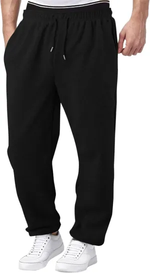 Baggy Sweatpants Men Tapered Loose Fit Trousers Drawstring Pants Elastic Waist Workout Slacks with Pockets