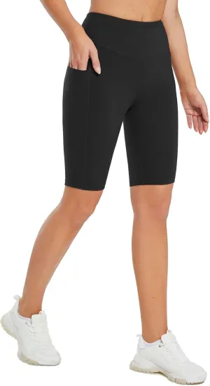 baleaf Women's 10"/ 12" Long Biker Yoga Compression Shorts High Waist Knee Length Spandex Workout Shorts with Pockets Soft