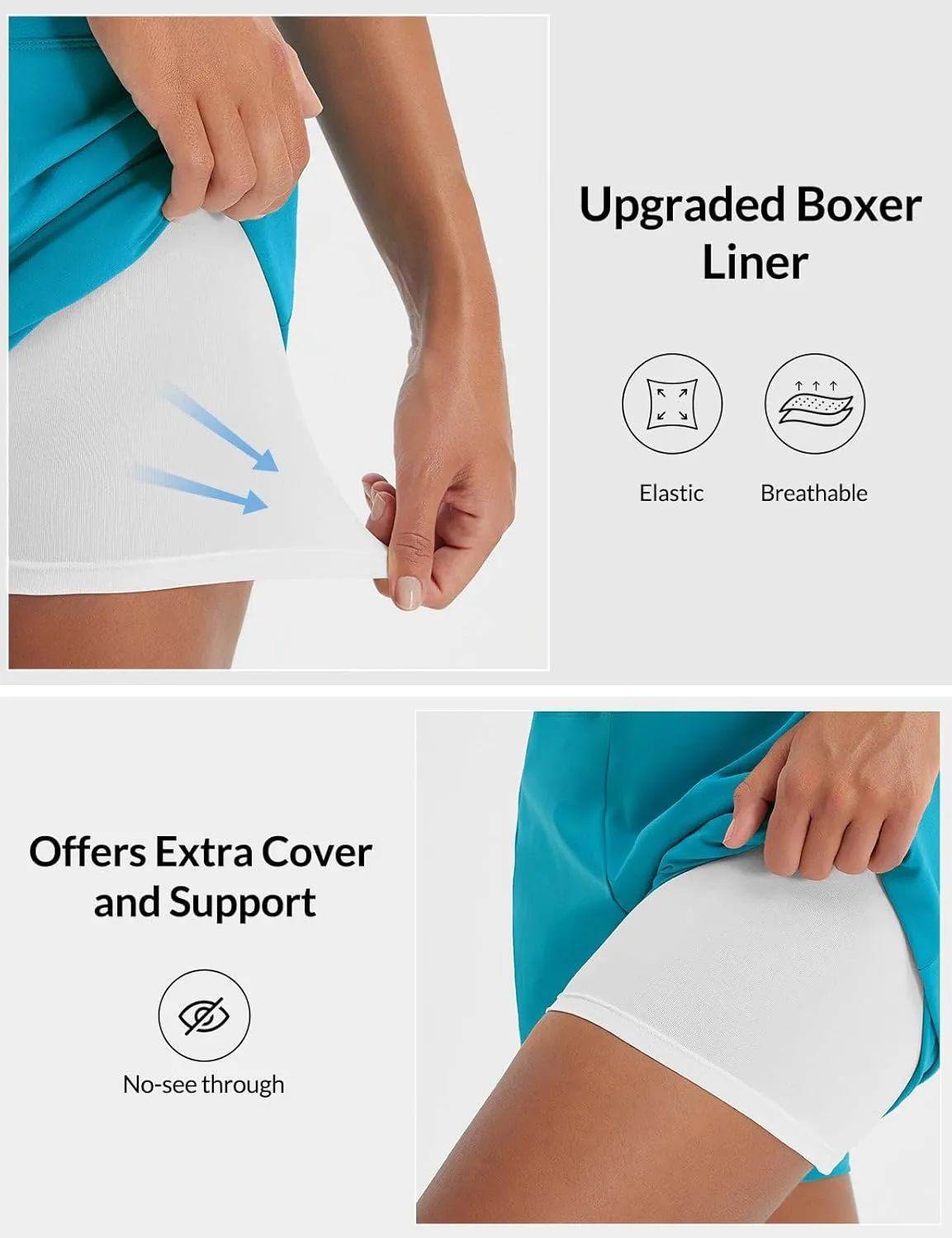 baleaf Women's 5" Swim Shorts High Waisted Quick Dry Swimming Bottom Boxer Liner Board Beach Shorts with Zipper Pockets