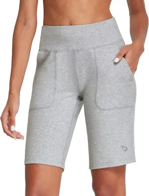 baleaf Women's Bermuda Long Shorts 10" Knee Length High Rise Athletic Shorts Pull On Workout Walking Golf Running Summer