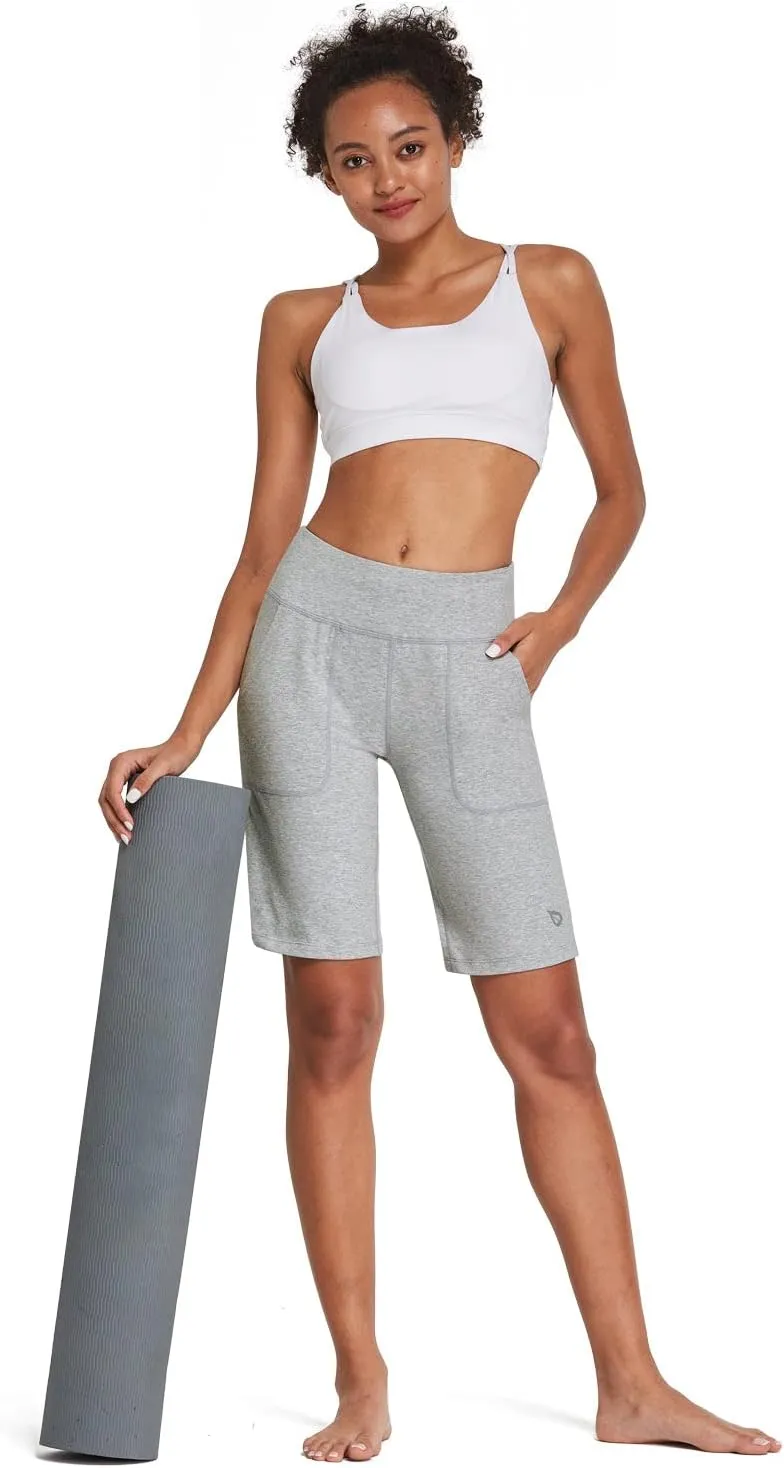 baleaf Women's Bermuda Long Shorts 10" Knee Length High Rise Athletic Shorts Pull On Workout Walking Golf Running Summer