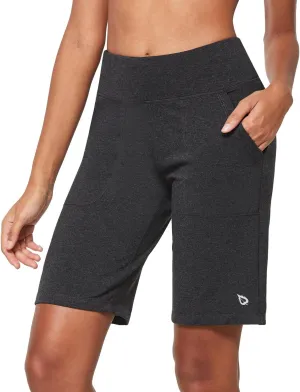 baleaf Women's Bermuda Long Shorts 10" Knee Length High Rise Athletic Shorts Pull On Workout Walking Golf Running Summer