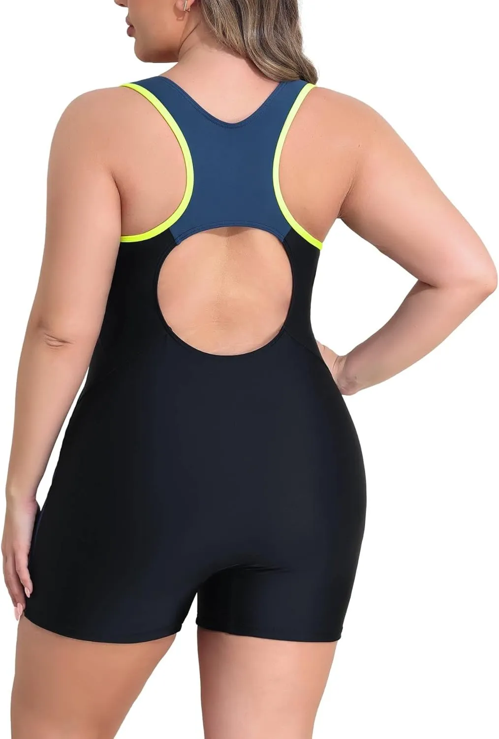 beautyin Plus Size Swimsuit for Women Athletic Boyleg One Piece Bathing Suit