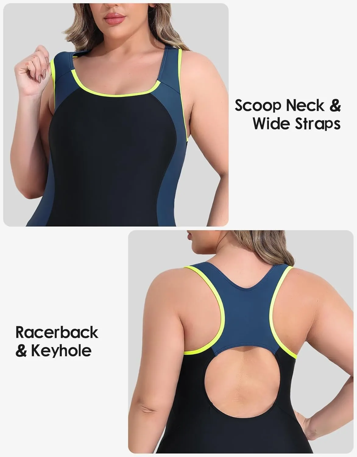 beautyin Plus Size Swimsuit for Women Athletic Boyleg One Piece Bathing Suit