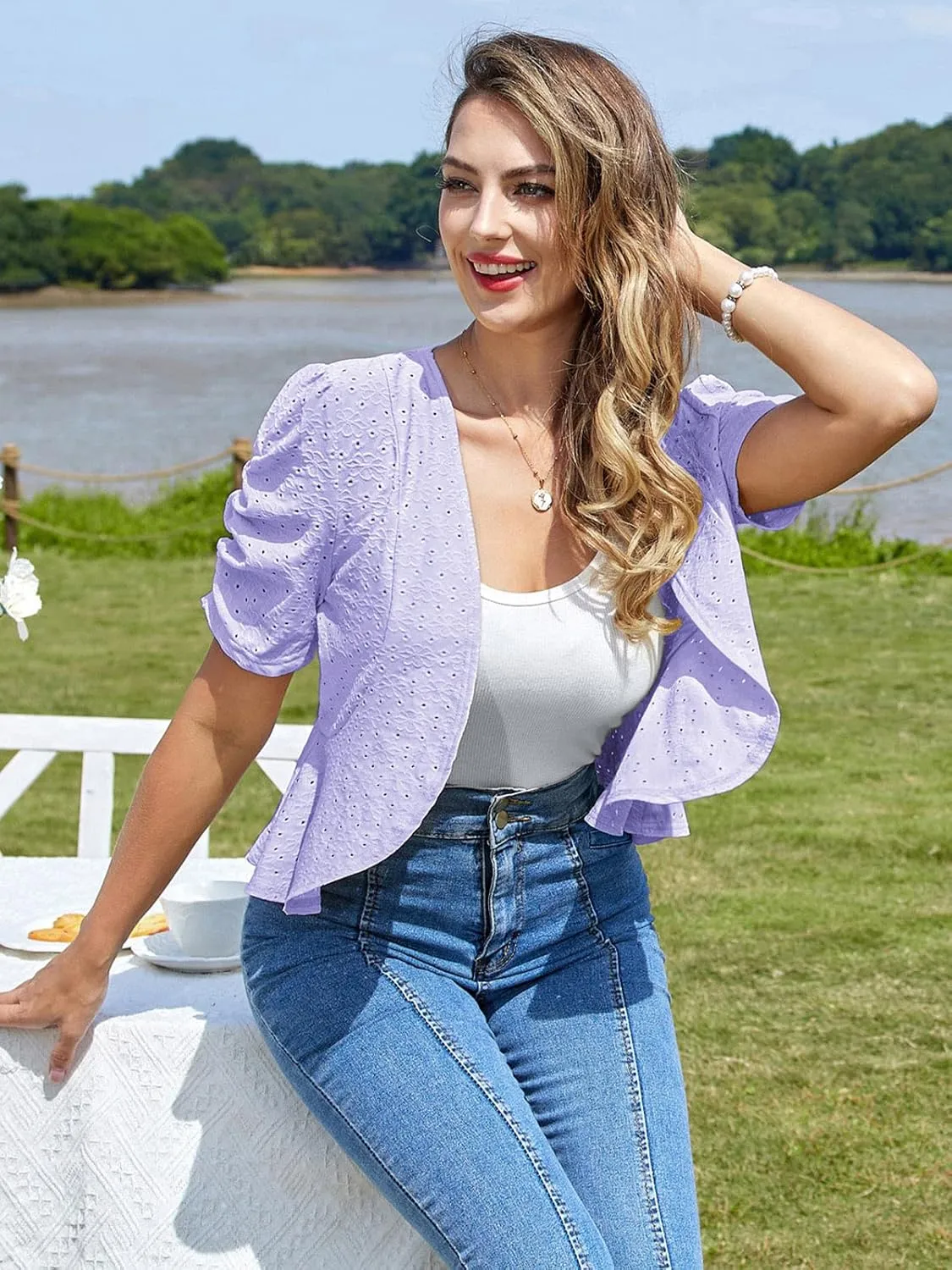 Belle Poque Women's 2025 Summer Bolero Shrug Lightweight Short Sleeve Cropped Open Front Cardigan for Dresses