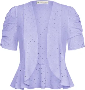 Belle Poque Women's 2025 Summer Bolero Shrug Lightweight Short Sleeve Cropped Open Front Cardigan for Dresses