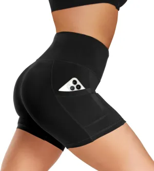 Biker Shorts Women with Pockets - 3"/5"/8" High Waisted Soft Tummy Control Workout Shorts for Yoga Athletic Gym