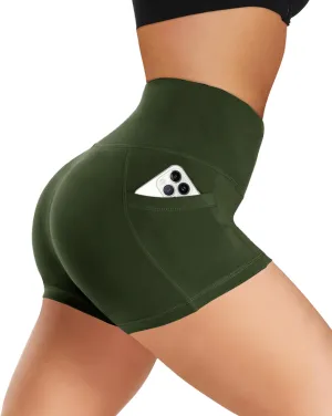 Biker Shorts Women with Pockets - 3"/5"/8" High Waisted Soft Tummy Control Workout Shorts for Yoga Athletic Gym