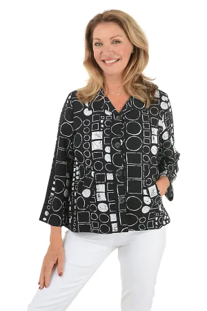 Black Geometric Print Jacket