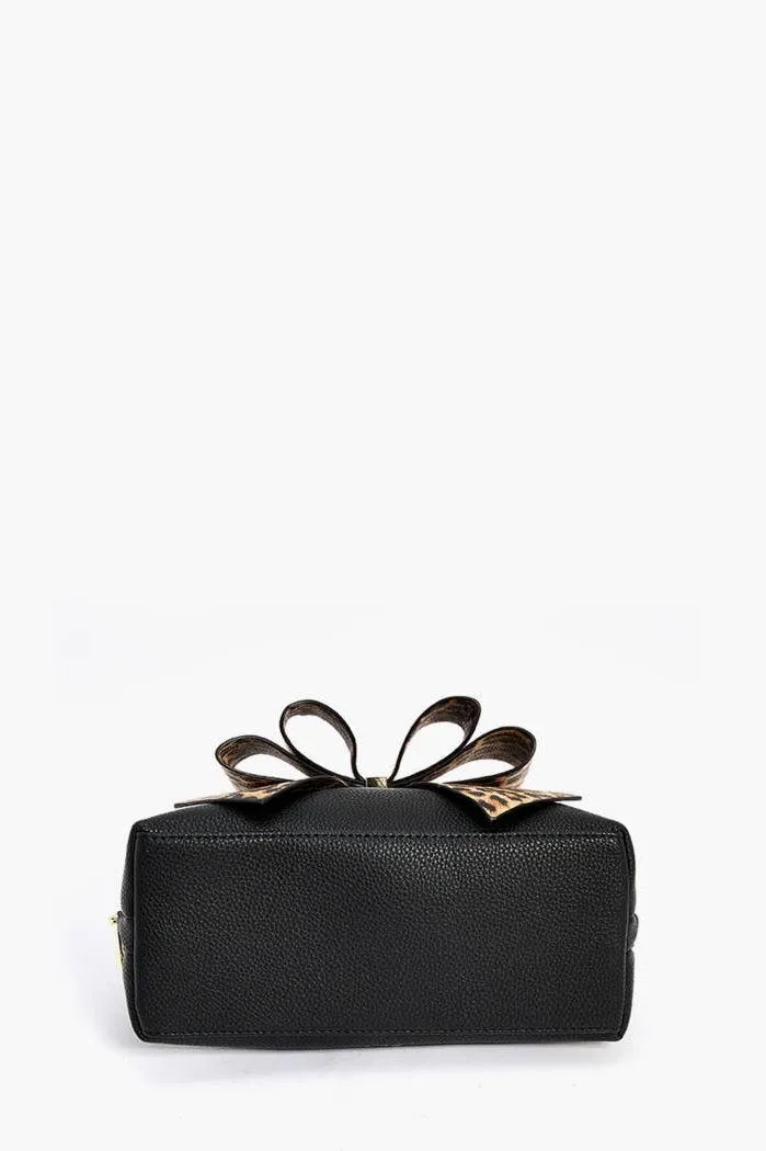 Brenna Leopard Bow & Braided Top Handle Handbag