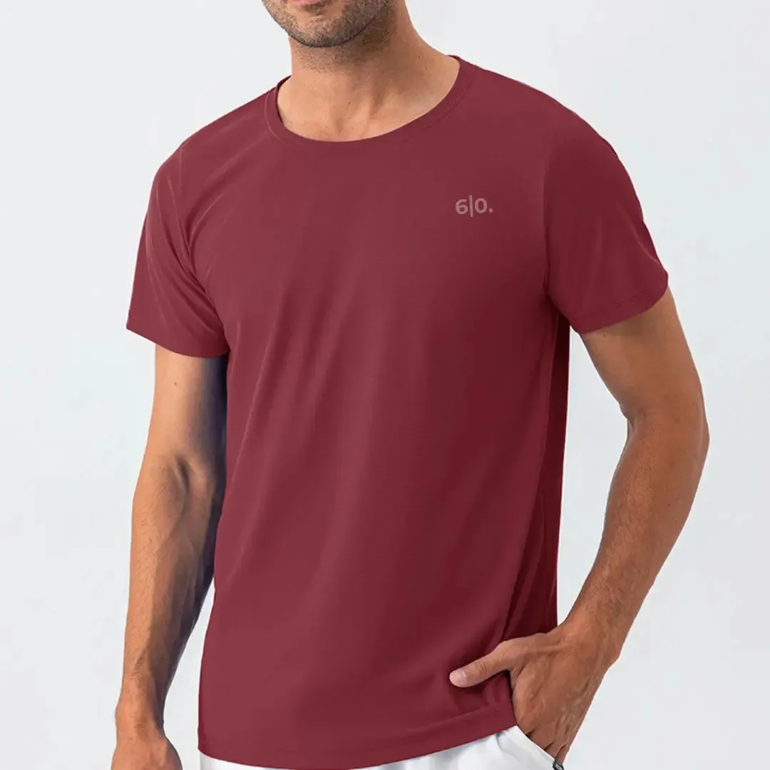 Burgundy quick dry material t-shirts for men With print